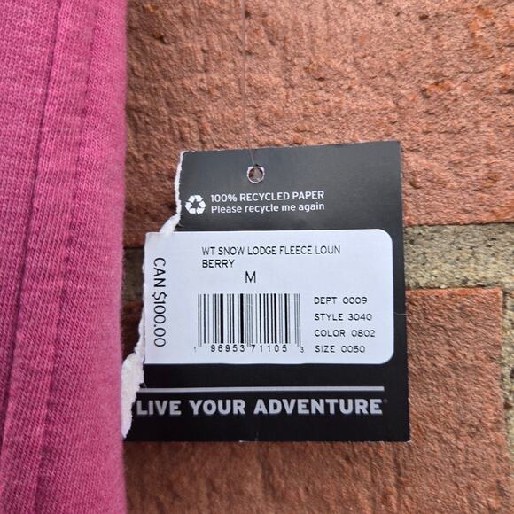 Eddie Bauer Snow Lodge Faux Shearling-Lined Joggers Medium Tall Berry - Picture 4 of 5